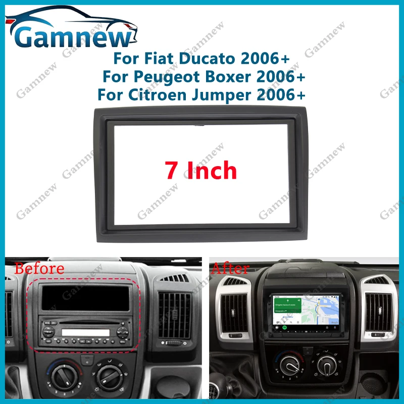 Panel de Radio Fascia de coche 2Din de 7 pulgadas para Fiat Ducato Peugeot Boxer Citroen Jumper 2006 + Kit de marco instalar placa frontal de Facia
