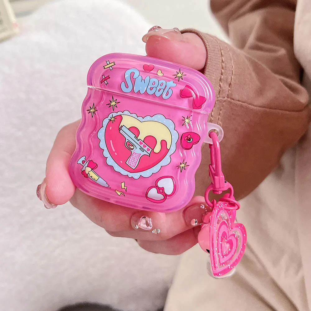 かわいいハート柄イヤホンケースairpodsためairpod 3ケース愛ペンダント用ポッドプロ2ソフトシリコン保護ボックス