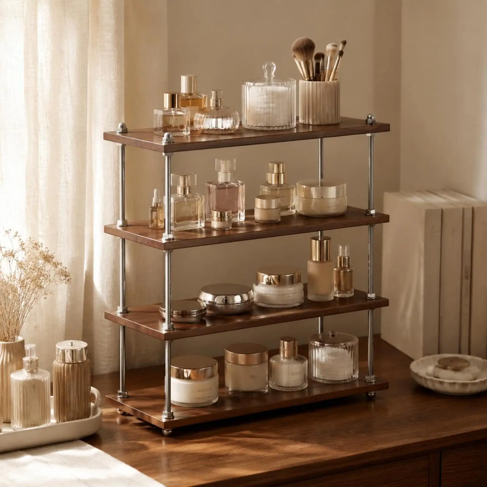 Makeup Organizer Shelf Retro StyleShelf Rack Easy to Organize Tabletop Storage