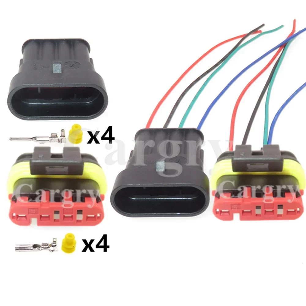 

1 Set 4P 282106-1 282088-1 Automobile Wire Harness Socket AC Assembly Car Waterproof Connector Auto Male Female Plug