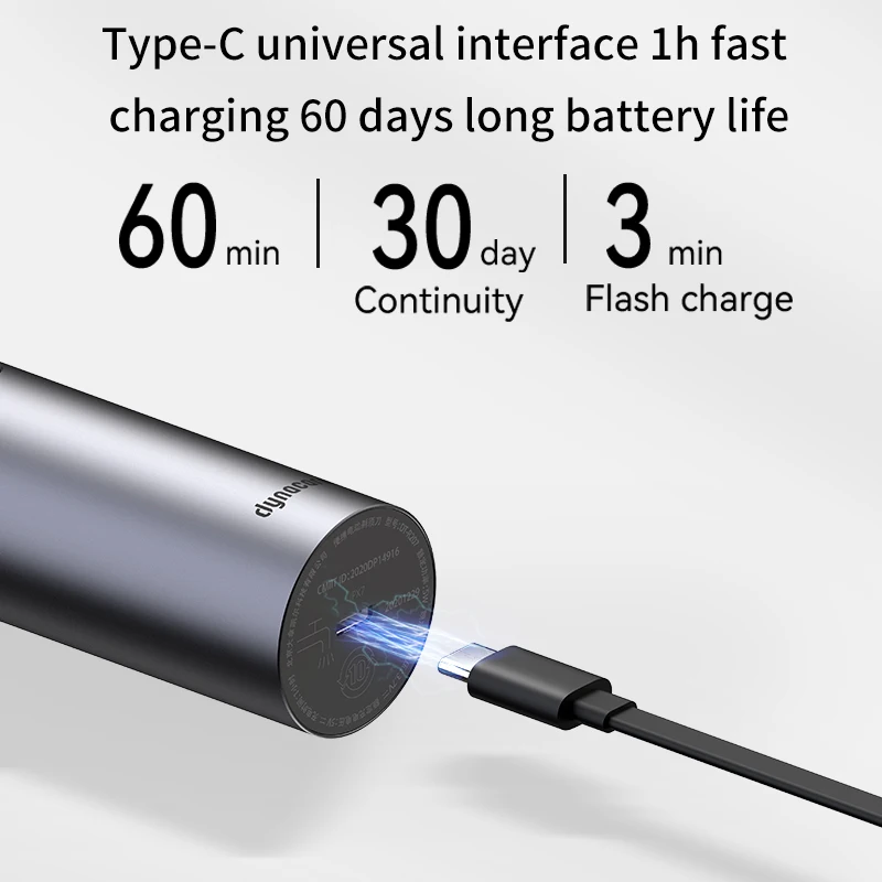 Dynacare Smart Electric Portable Fast Charge rasoio impermeabile Turbo Six Leaf cura degli uomini