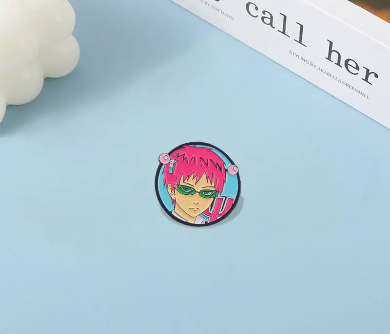 Psi Nan Enamel Pins Custom Movie Anime Brooches Bag Clothes Lapel Pin Film Cartoon Jewelry Gift for Kid Friend Saiki Kusuo No