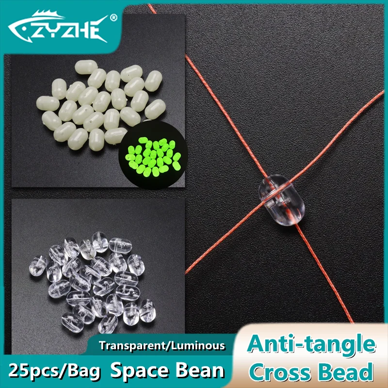 ZYZ Anti-tangle Cross Bead 25pcs/Bag Transparent/Luminous Anti Line Winding Cross Shaped Sea Fishing String Hook Accessories