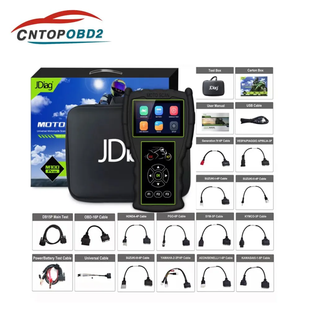 JDiag M100 Pro Motorcycle Scanner D87 D88 Function Professional Diagnostic Tool for Motorcycle Code Reader Multi-language