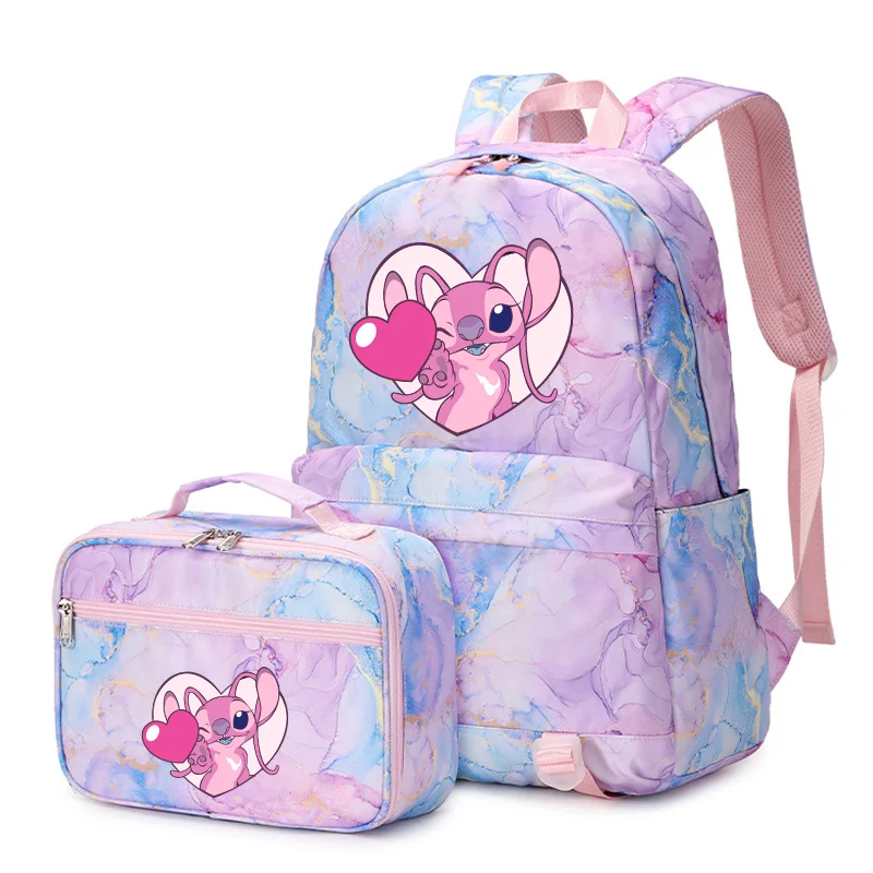 

2pcs Disney Lilo Stitch Multi Pocket Backpack with Lunch Bag Student Teenagers Sets Rucksack Casual School Bags for Men Women