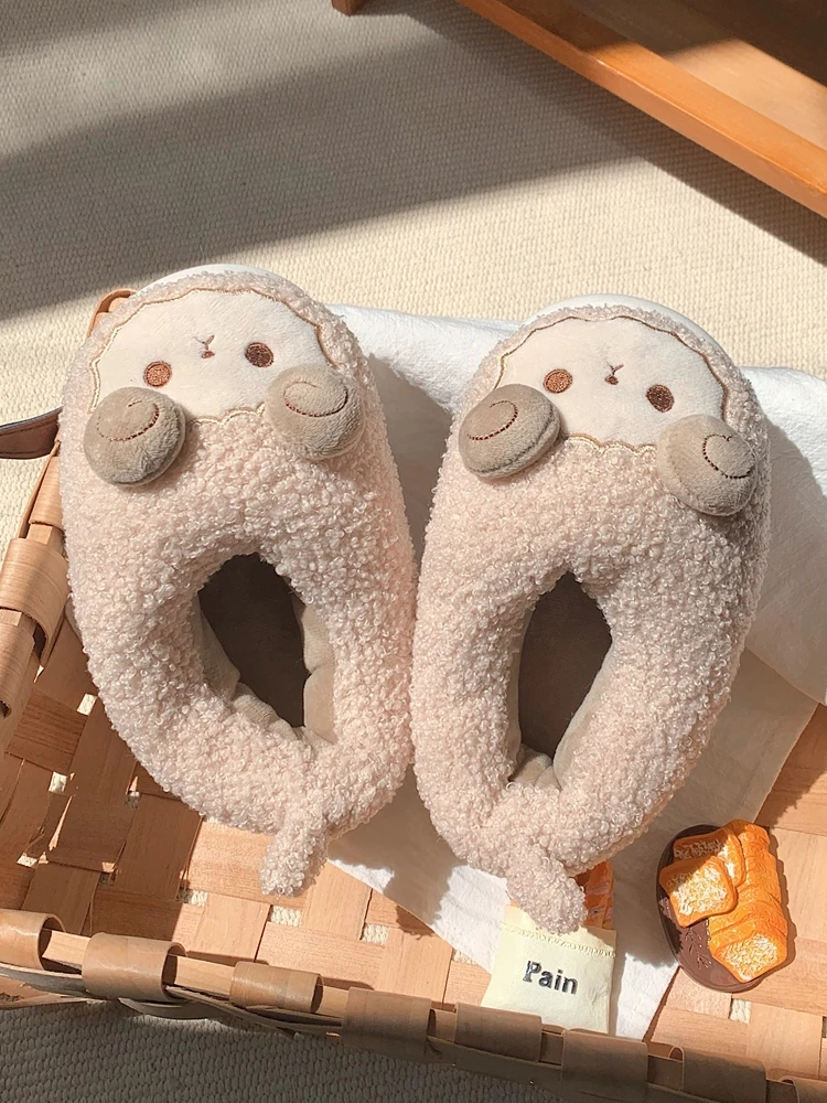 Parent-child Cotton Slippers Cute Cartoon Winter Home Slippers Man Women Non Slip And Warm Plush Cute Household Shoes