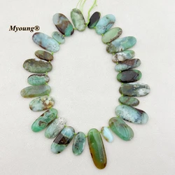 16.5Inchs Top Drilled Mix Size Egg Shape Natural Green Chrysoprase Australian Jades Slice Beads For DIY Choker Jewelry Making