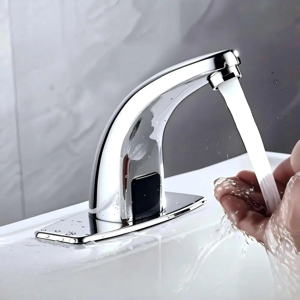 Bathroom Smart Sensor Basin Faucet Touchless Automatic Inductive Mixer Taps Waterfall Single Cold Hands Free Washbasin Faucets