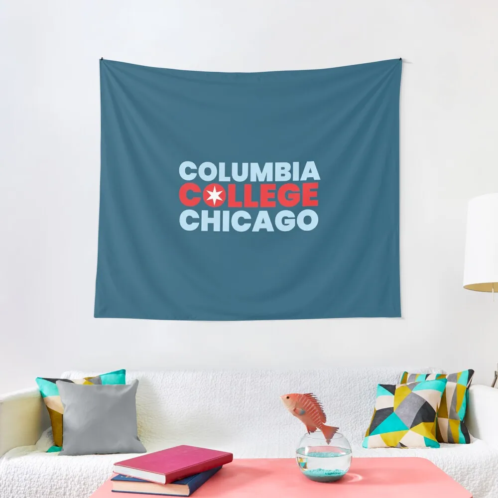 Tapiz con Logo de la bandera de Columbia College Chicago, decoración estética para habitación, decoración bonita para dormitorio, tapiz de cosas para habitación