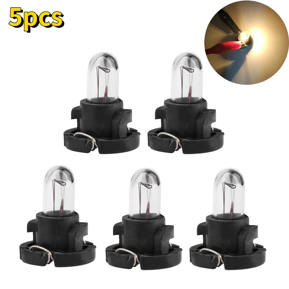 5Pcs T4 12V Car Auto Interior Instrument Light Bulbs Dashboard Lamps Air Conditioning Button Indicator Light for Mazda Nissan