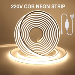 COB LED Lights Strip Waterproof 220V 288 LEDs/M Neon LED Strip Flexible Ribbon Tape for Kitchen Outdoor Garden Bedroom Lighting