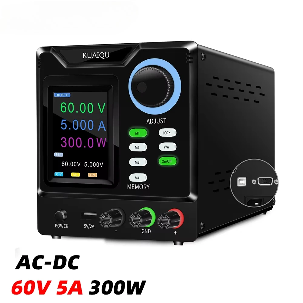 KUAIQU SPPS-D605-232 60V 5A 12V 24V Switching Programmable DC Lab Power Supply Withprecision Knob for Electronic Device test