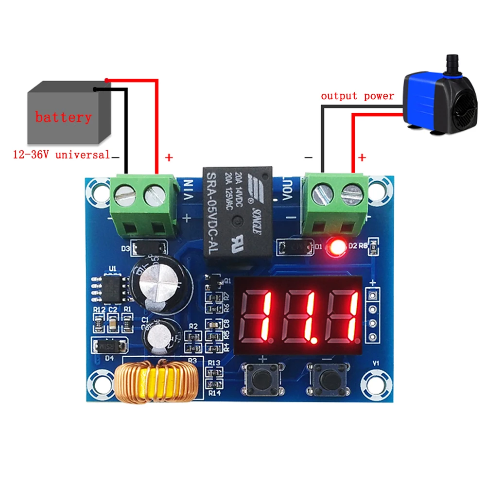 XH-M609 Low Voltage Disconnect Switch Cut Off 12.6V 13.8V 24V 36V LED Display Delay Over-Discharge Protect Board for 12-36V