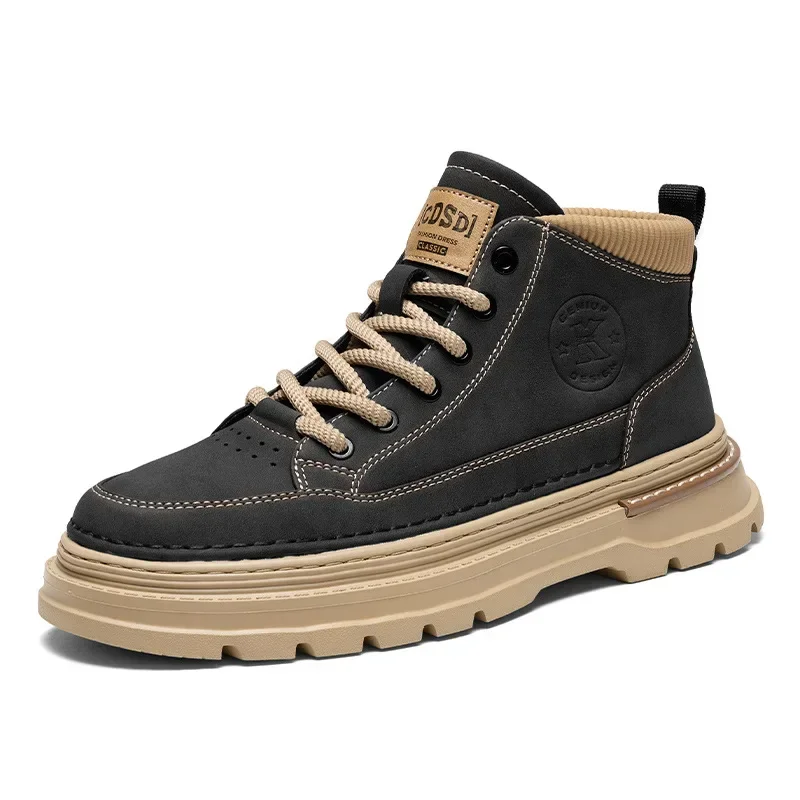 

Men's New Autumn Breathable Retro Casual Boots Black Simple Comfortable Daily Casual Flat Work Walking Shoes Motorcycle