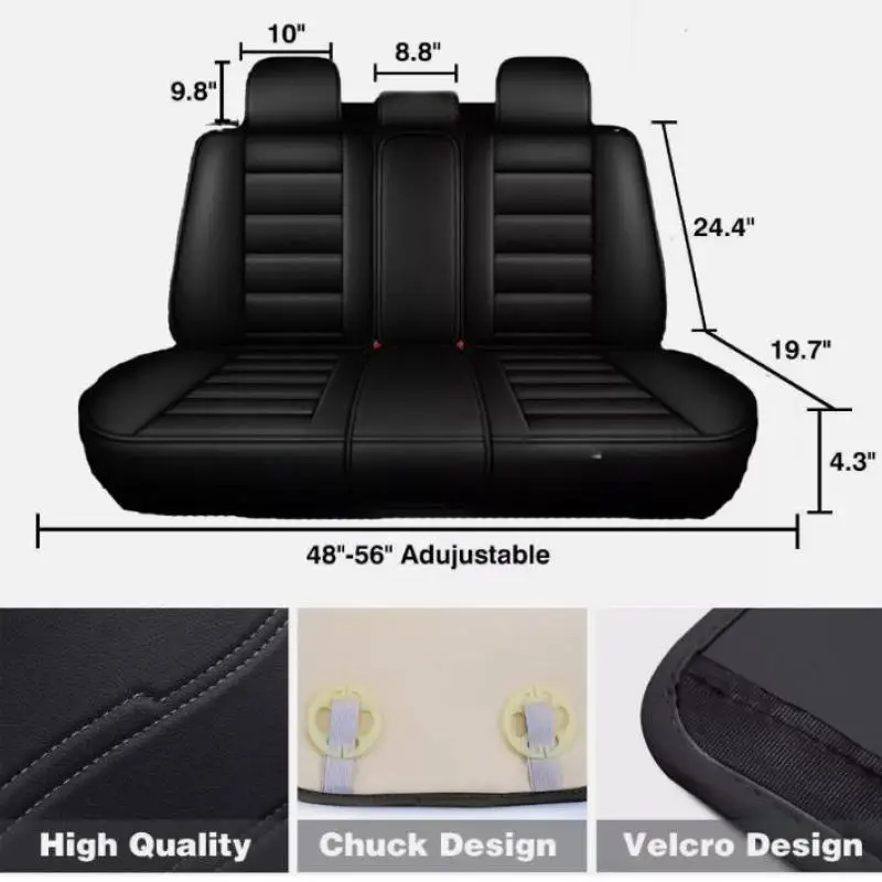 

For Honda Quilted Leather Car Seats Covers 5-Seats Front Rear Full Set Protectors All-Season Car Seats Cushion Covers
