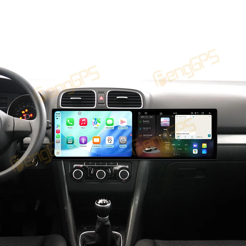 Dual Screen 10.1 Inch Android 15 CarPlay Car Radio For Volkswagen Golf 6 2010-2013 Touch Screen Multimedia Player GPS Navigation