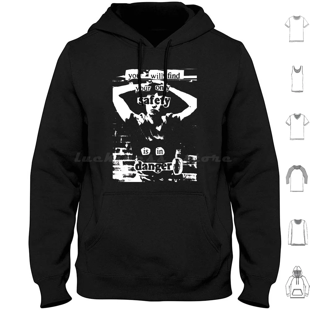 

Safety Hoodie cotton Long Sleeve Ekdojo Society Radical Noise Punk Quote Alternative Data Dada Black White Black And White