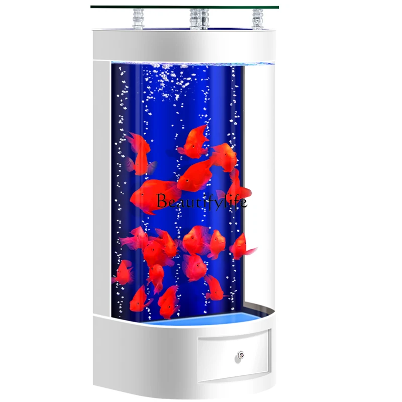 

Semicircle Household Fish Tank Living Room Small Fish Tank Automatic Circulating Filter Aquarium