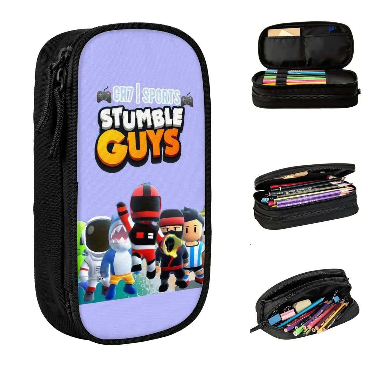 stumble guys game pencil cases caixa de caneta dos desenhos animados para estudantes grande bolsa de armazenamento para a escola 01