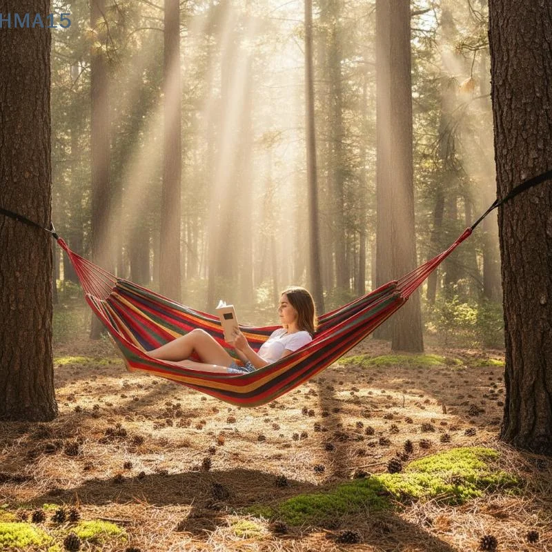 【YA】1세트, 야외용 캔버스 캠핑 해먹, 전복 방지 - Outdoor Camping Hammock 리뷰 및 가격