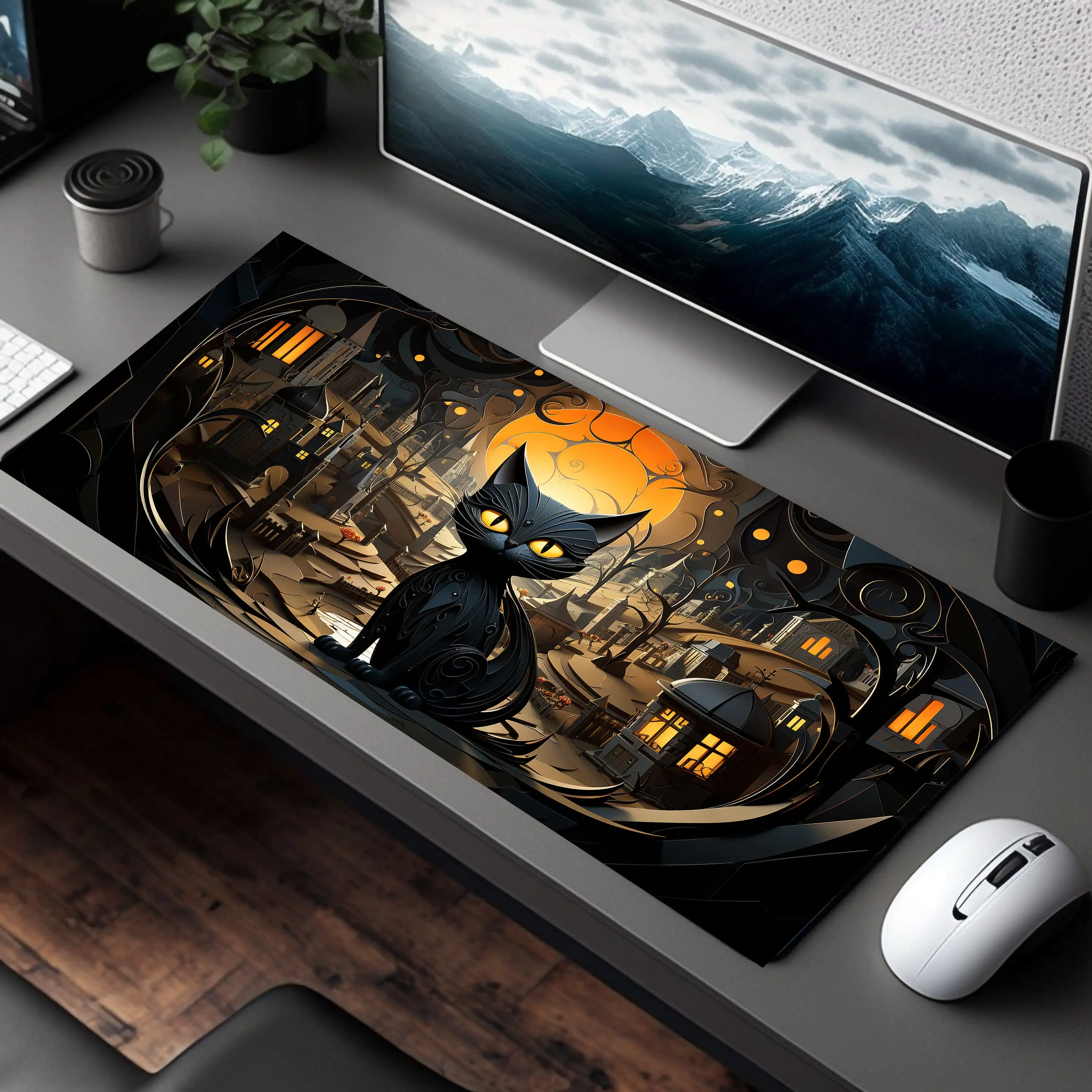 Black Cat Mouse Pad, Non-slip and Waterproof Gaming Mouse Pad, Office Gaming Desk Decoration Mat, The Perfect Gift for Friends.