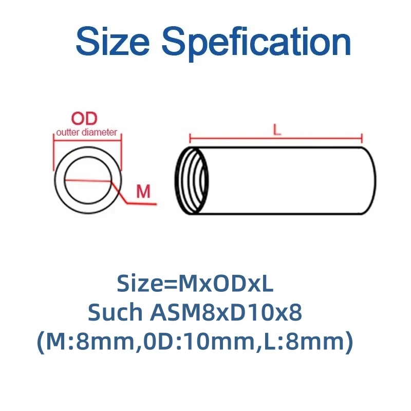 1-10pcs Extend Long Lengthen Round Coupling Nut M8 M10 M12 M14 M16 M20 Connection Screw Rod Joint Circular Nut Standoff Spacer
