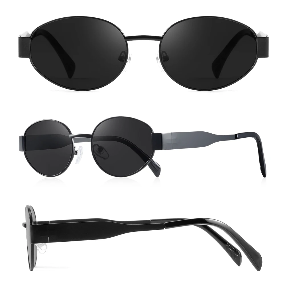CRIXALIS Y2K 타원형 선글라스 여성 성격 금속 작은 라운드 패션 안경 비치 액세서리 여성 안경 음영 UV400
