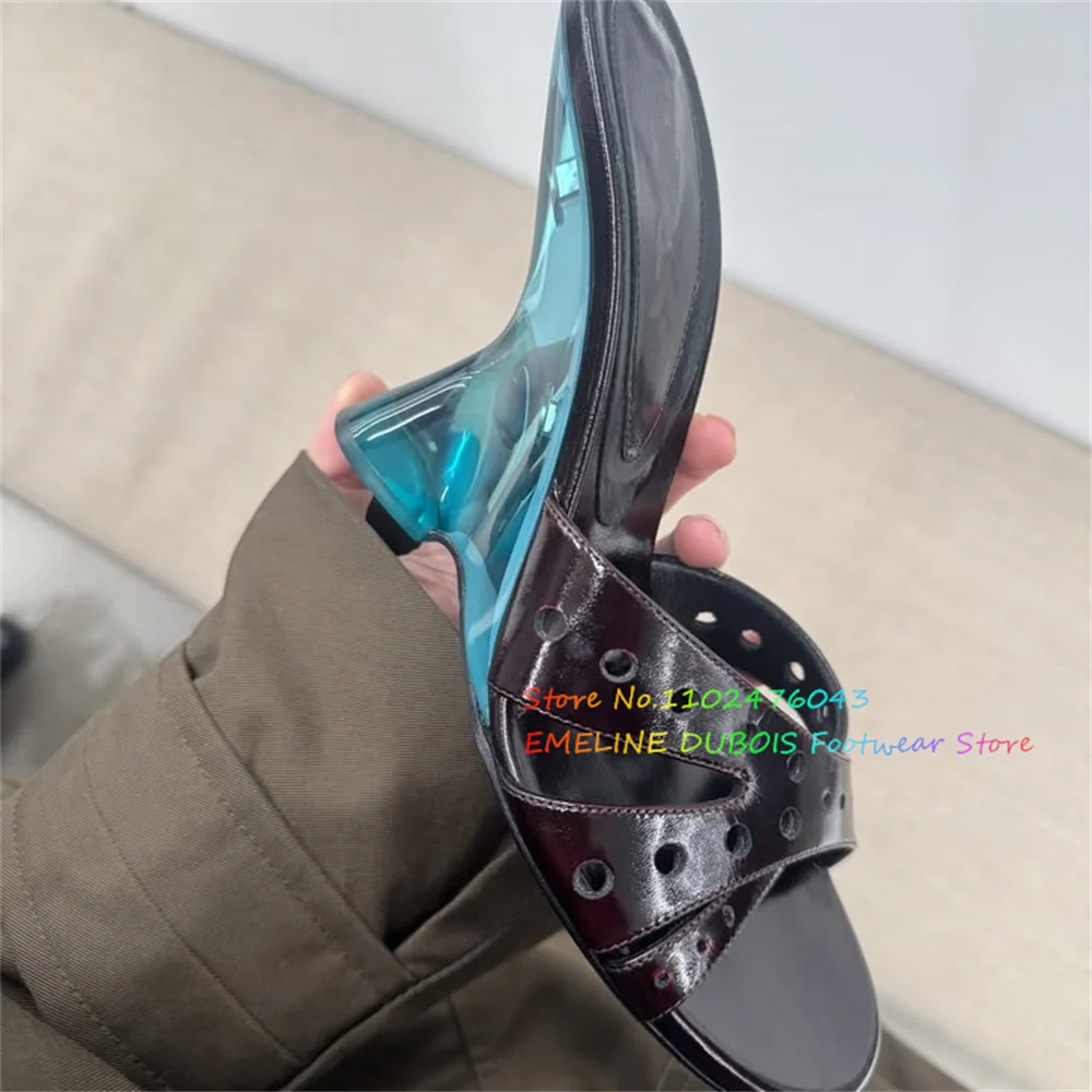 Slope Heel Open Toe Slippers for Women Summer New Round Toe Cross Strap Slingback Slip On Elegant Strange Heel Trendy Mules