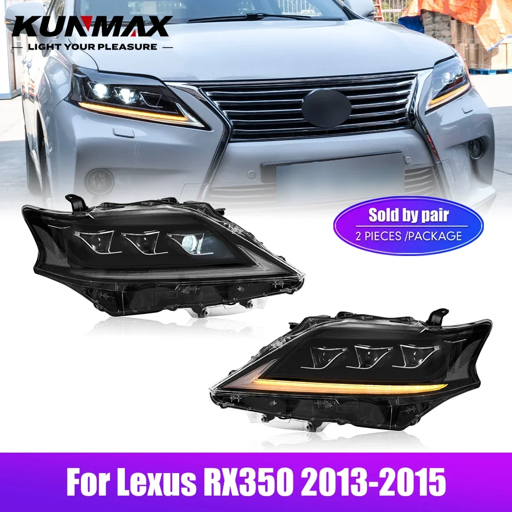 

Пара светодиодных автомобильных фар в сборе для Lexus RX350 2013-2015, фары DRL, тюнинговый сигнал Plug and Play, передняя фара