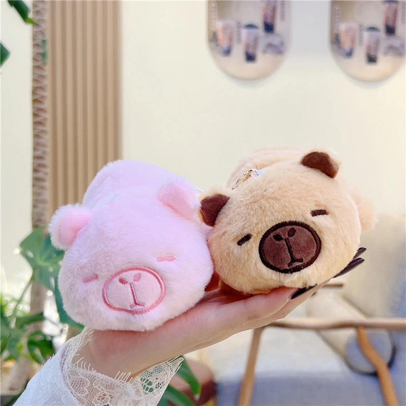 Creative Flip Capybara Pendant Plush Doll Keychain Cartoon Capybara Stuffed Animal Keyring Plush Toy Backpack Hanging Decor