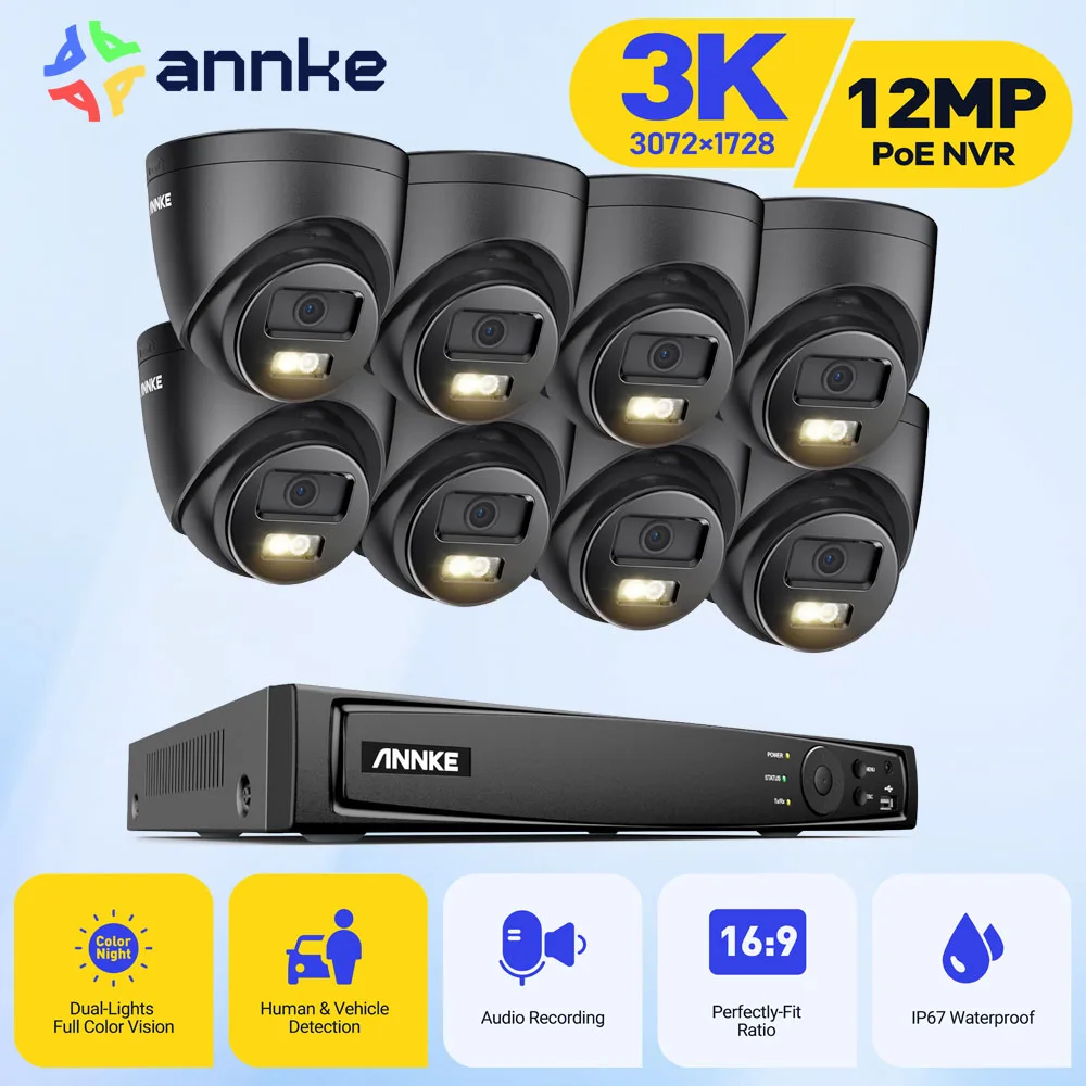 ANNKE 8CH Ultra HD POE Security Cameras CCTV Kit 8MP NVR Recorder With ...