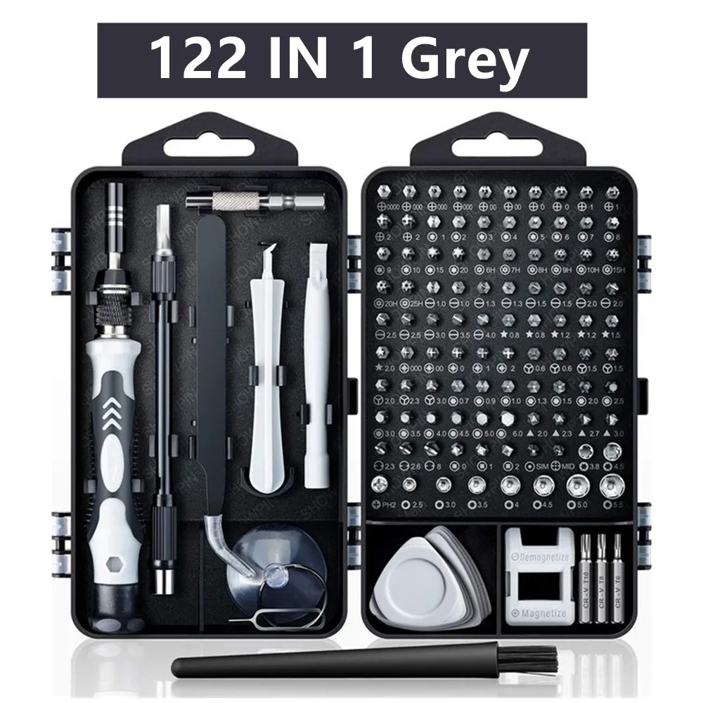 Computer-Reparaturset, 122 in 1 magnetisches Laptop-Schraubendreher-Set, Präzisions-Schraubendreher-Set, kleines Schlagschrauber-Set mit Koffer