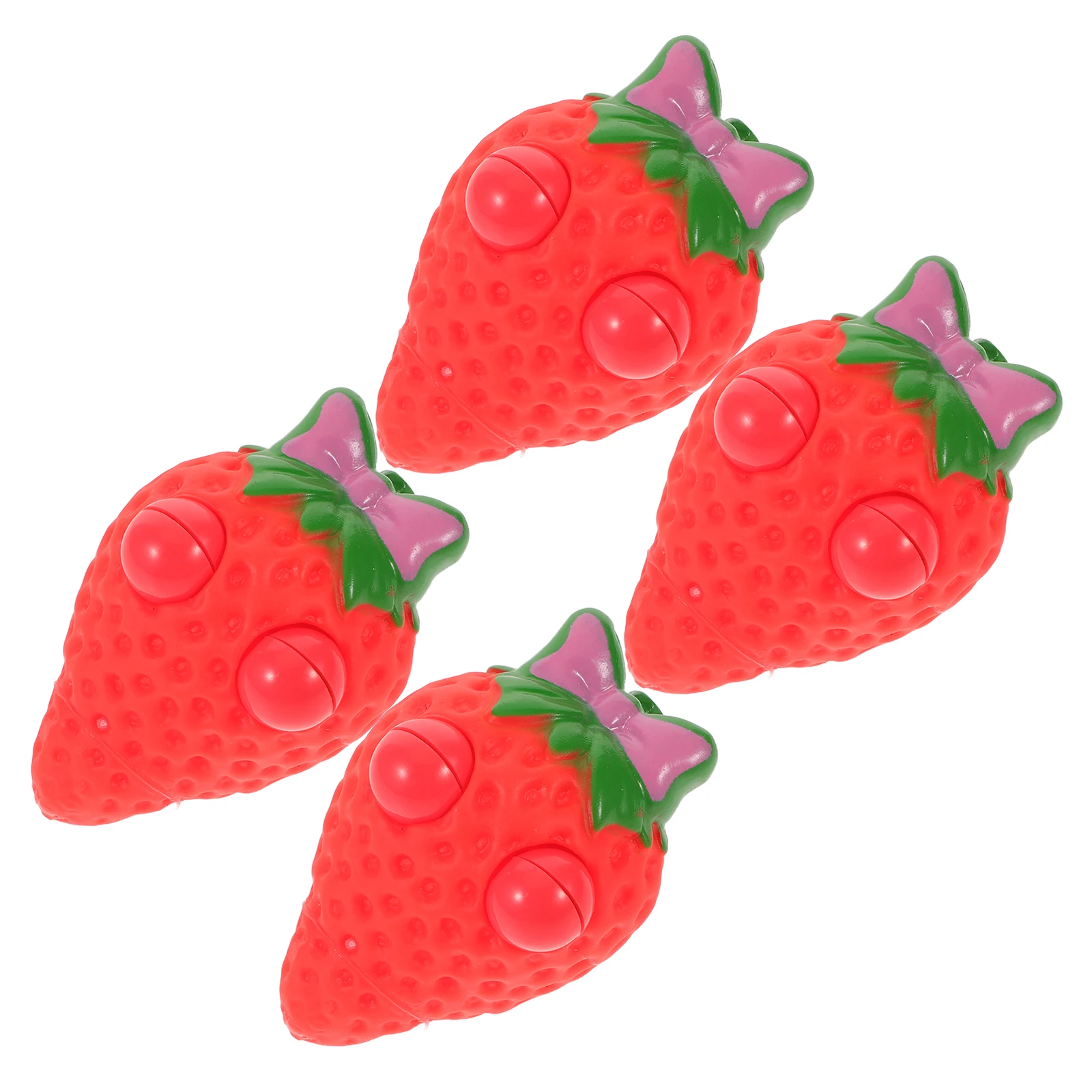

4Pcs Adorable Strawberry Shaped Squeeze Plaything Elastic Material Stress Reducer Cute Fruits Party Office Decor
