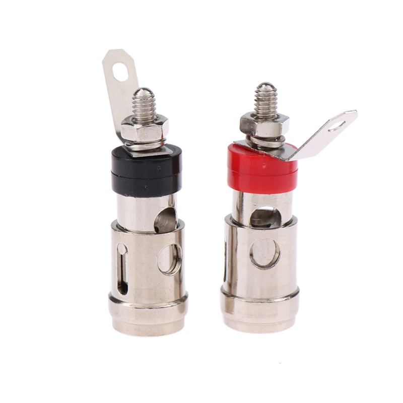 High Quality 2PCS Nickel Plated 2/4mm L Banana Audio Plug Jack Socket Connector Amplifier Terminal Spring Loaded Binding Post