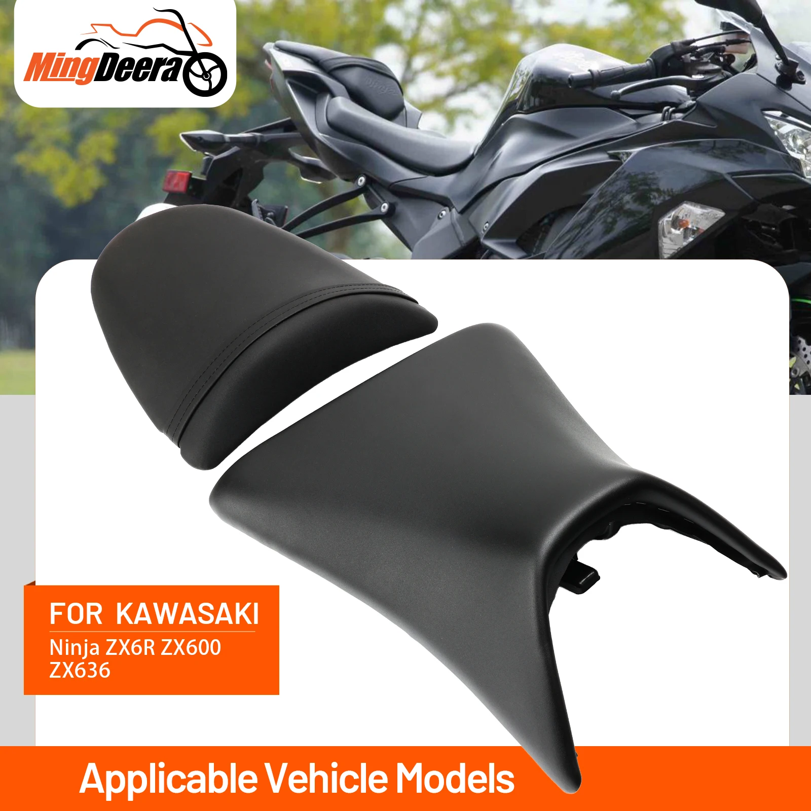 オートバイブラックリア助手席ピリオンカワサキニンジャ-zx6r-zx636-2003-2004-z1000-z750-リリーフ快適な乗客用
