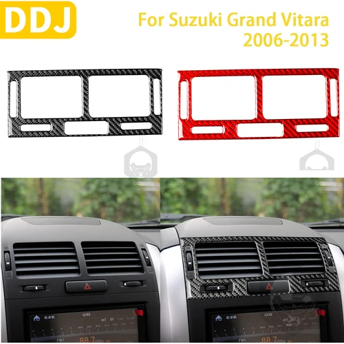 Pegatina embellecedora de ventilación Central Interior de coche, accesorios de fibra de carbono para Suzuki Grand Vitara 2006, 2007, 2008, 2009, 2010, 2011, 2012, 2013