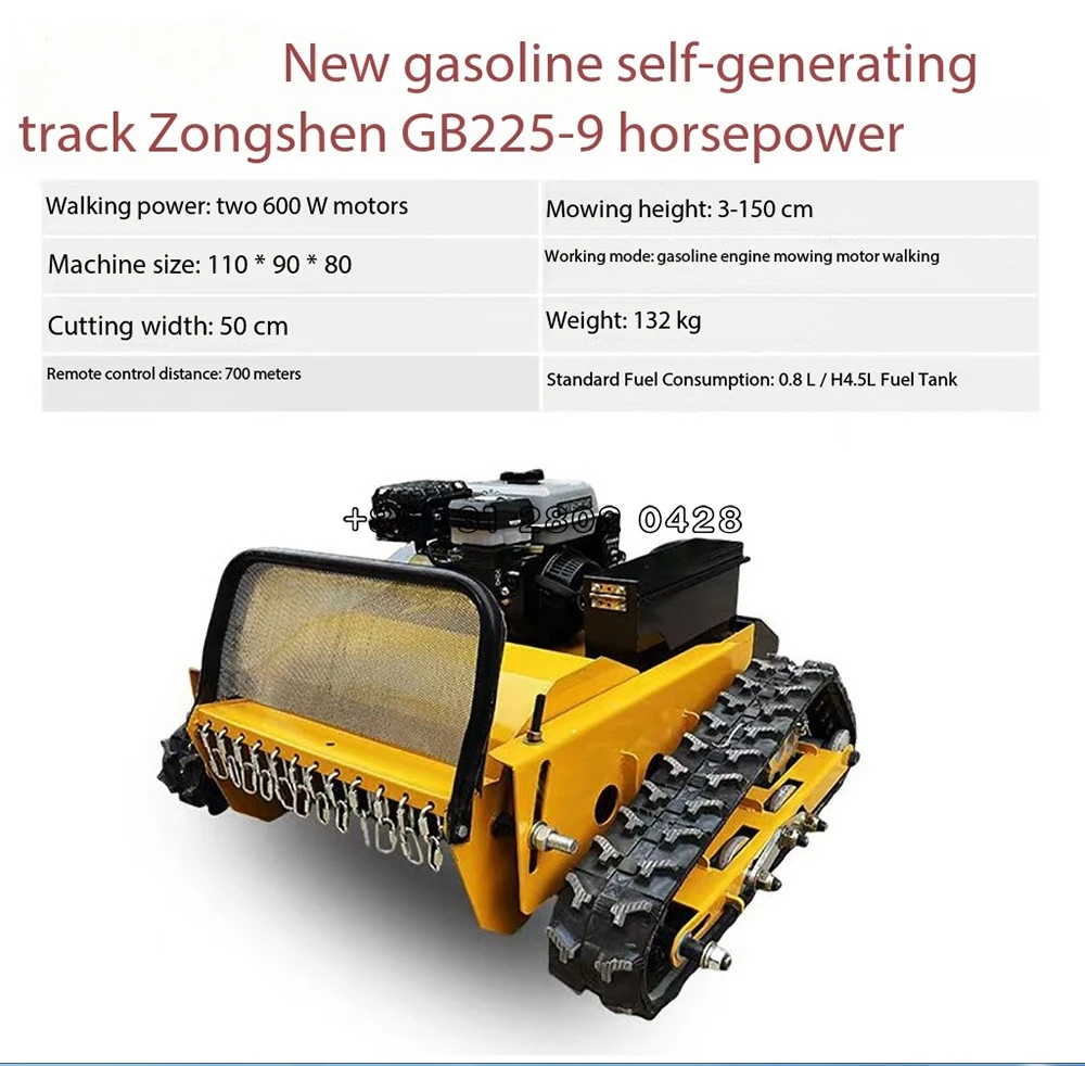 

Adjustable cutting height Agricultural And Forestry Equipment Robot zero turn flail Crawler Gasoline Remote Control Lawn Mower