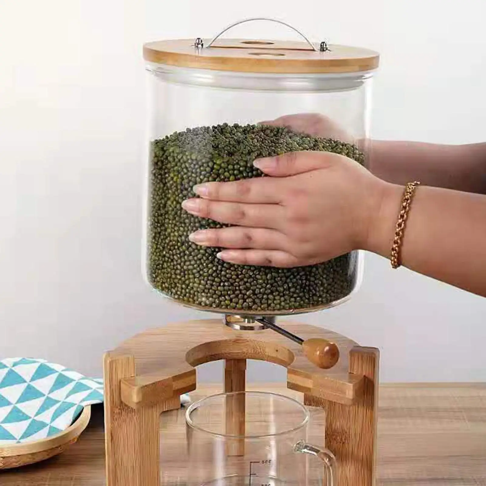 Glass Drink Barrel Dispenser High Temperature Resistant with Cover Water Juice