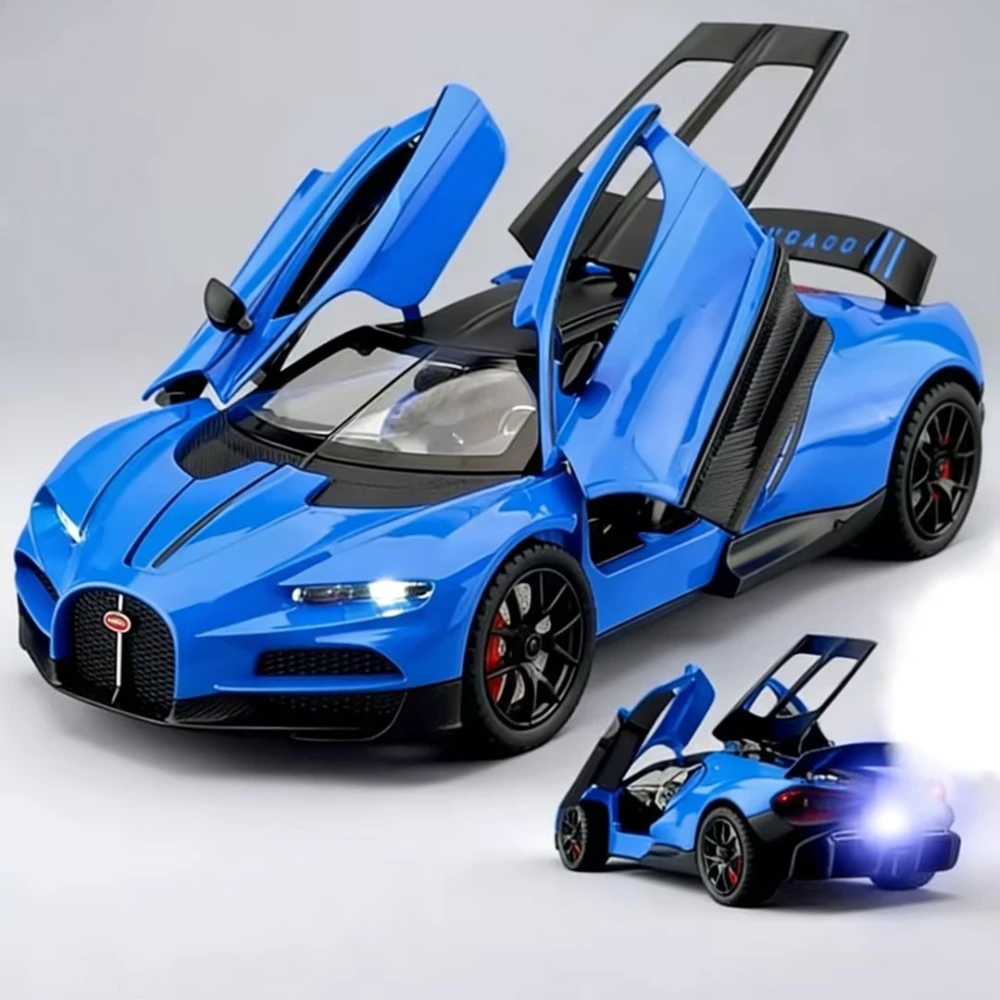 1:24 스케일 투르비용 볼리드 자동차 모형 장난감 사운드 라이트 풀백 도어 오픈 스포츠카 미니어처 모델 컬렉션 선물