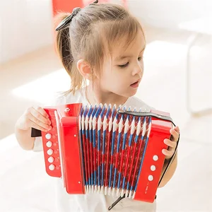 Mini accordion for children, musical instruments, 3 air buttons, pink, red, white, child, children, children, beginners, 10 keys 8 Main Sales Children's accordion - №1