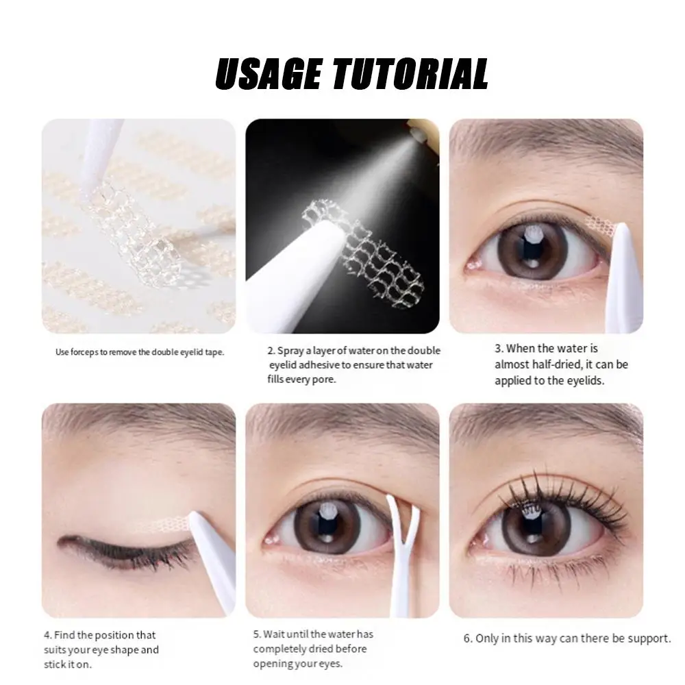 Samoprzylepne naklejki do powiek z podwójnym składaniem, koronkowe, naturalne, niewidoczne naklejki do powiek, bez kleju, naturalne narzędzia do makijażu oczu.