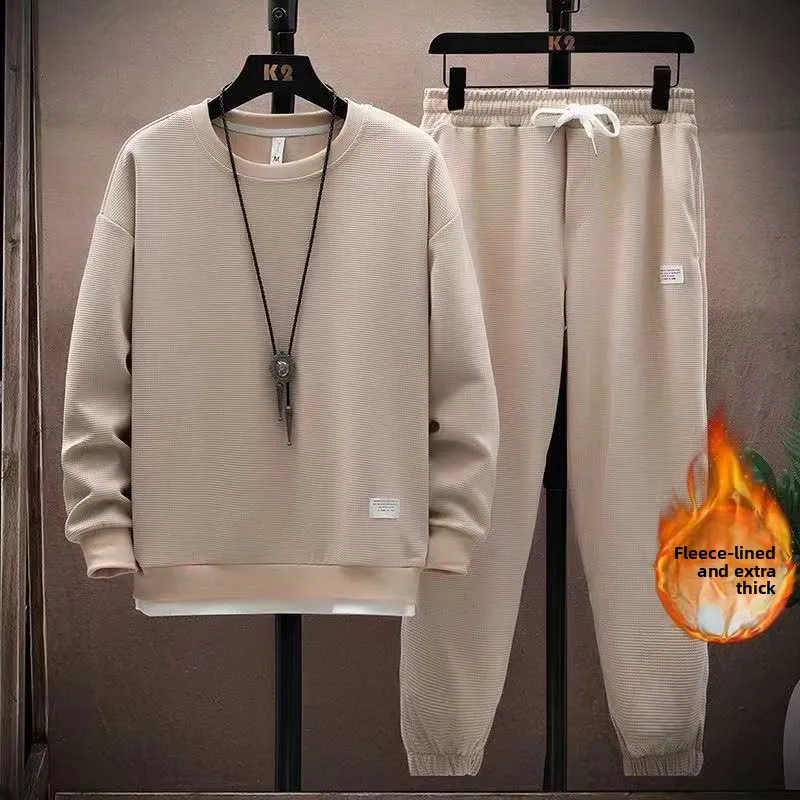 

Толстовка с капюшоном Thiened Fce, мужская толстовка больших размеров, осенне-зимняя цветная повседневная спортивная мужская одежда, комплект из двух предметов