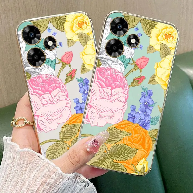 30 Taichi Showy Flowering Plating Phone Case For Infinix Hot 30i 30 Play NFC 20 S 20i 20Play 12 12i 12Play 12Pro 11 10 9 8 Cover