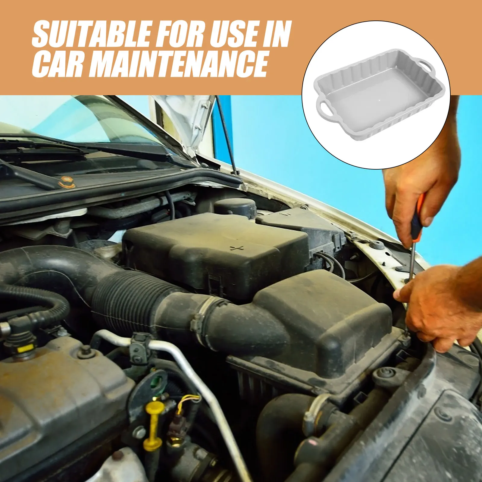

Oil Drain Pan Large Capacity Thickened Plastic Leakproof Gray Car Motorcycle Maintenance Parts Cleaning Tool Fuel Waste