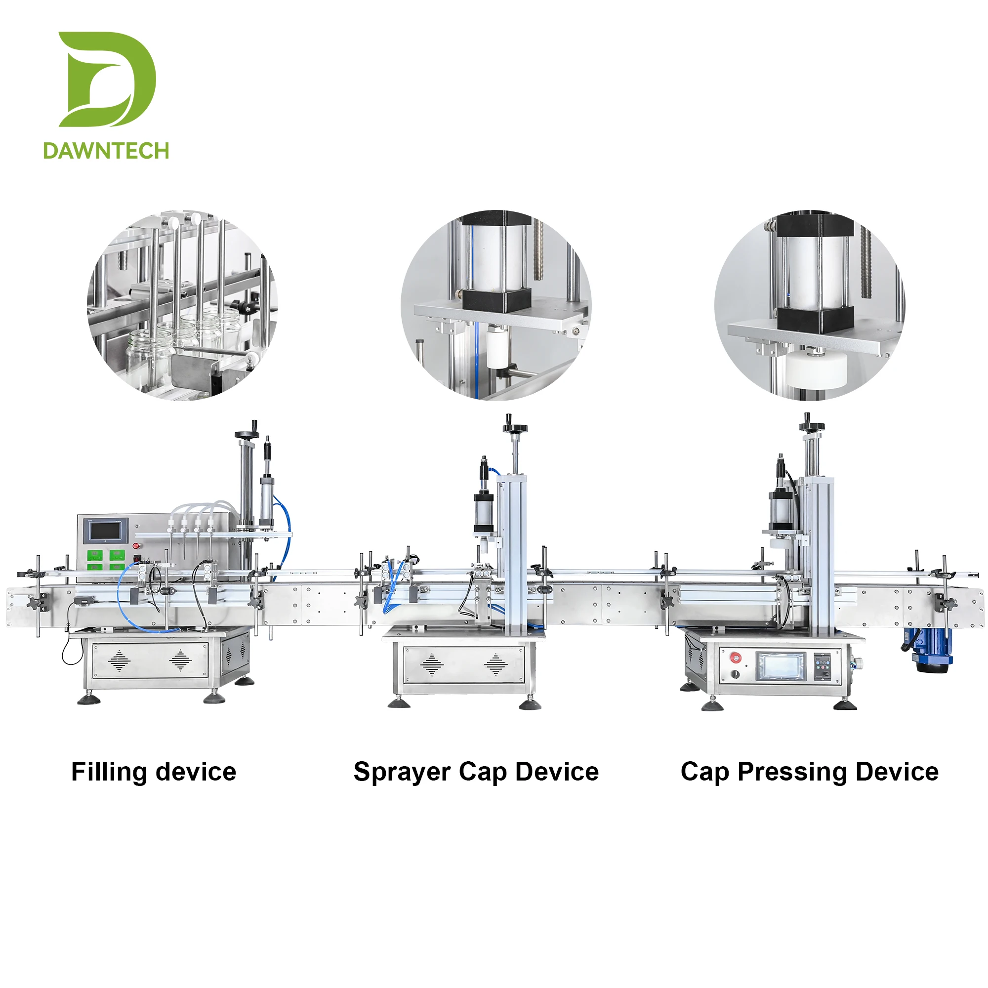 Fully Automatic Filling and Screw Capping Line for Perfume Essential Oil Cosmetic Bottle With Conveyor Auto Cap Feeder