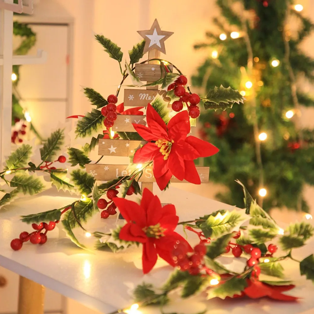 

Christmas Red Berry Garland Artificial Greenery Garland Christmas Garlands for Xmas Home Party Decoration