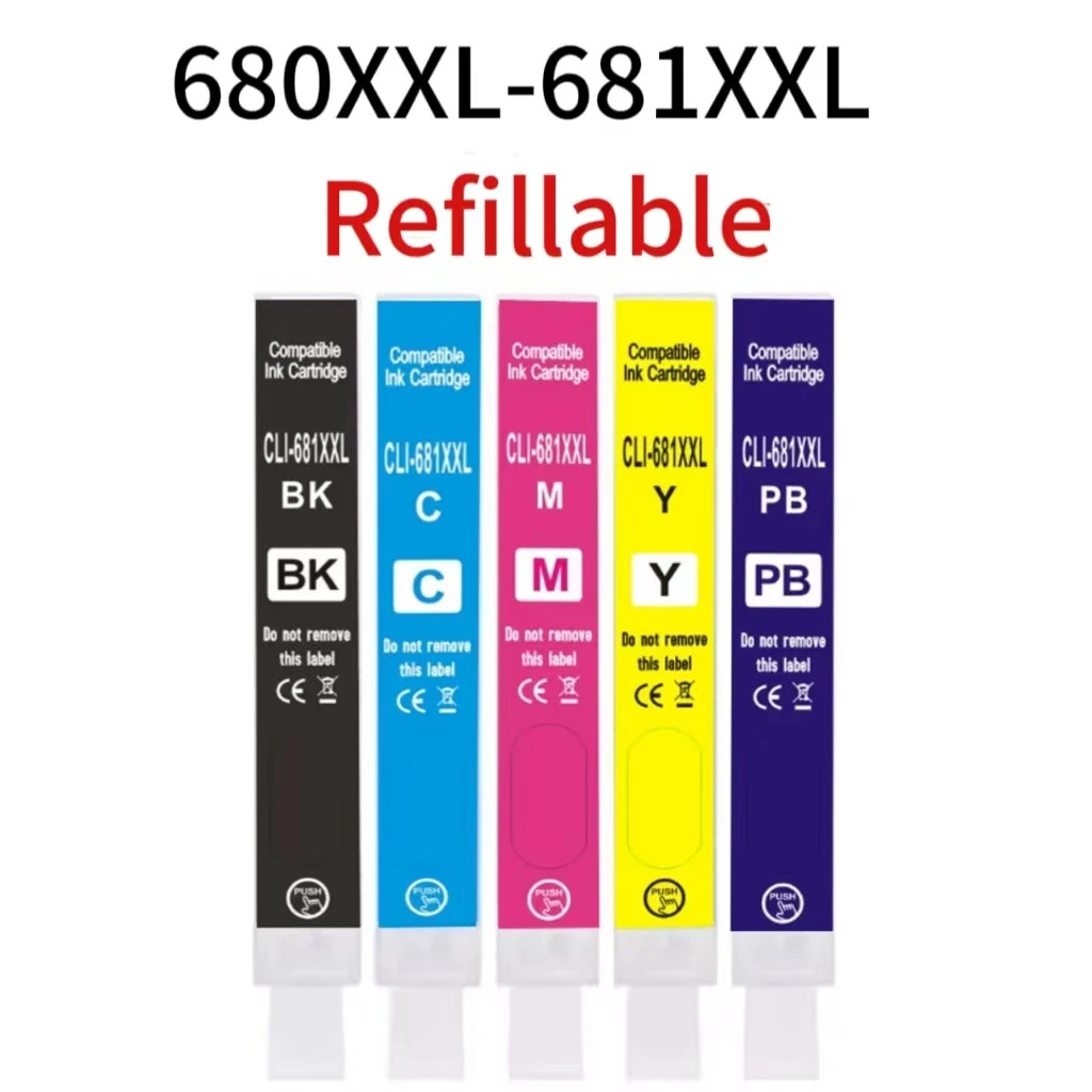 681XXL 680XXL C Compatible refillable ink cartridge Replacements for PIXMA TS8170 TS8270 TS917 etc printer