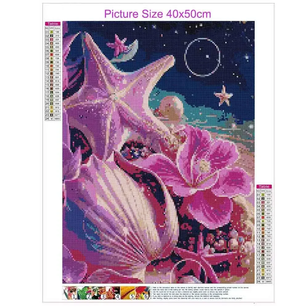 5D DIY Diamond Painting AB Drills Moonlight River Pearls Shells Star Ocean Scenery Embroidery Mosaic Decoration New Year Gift