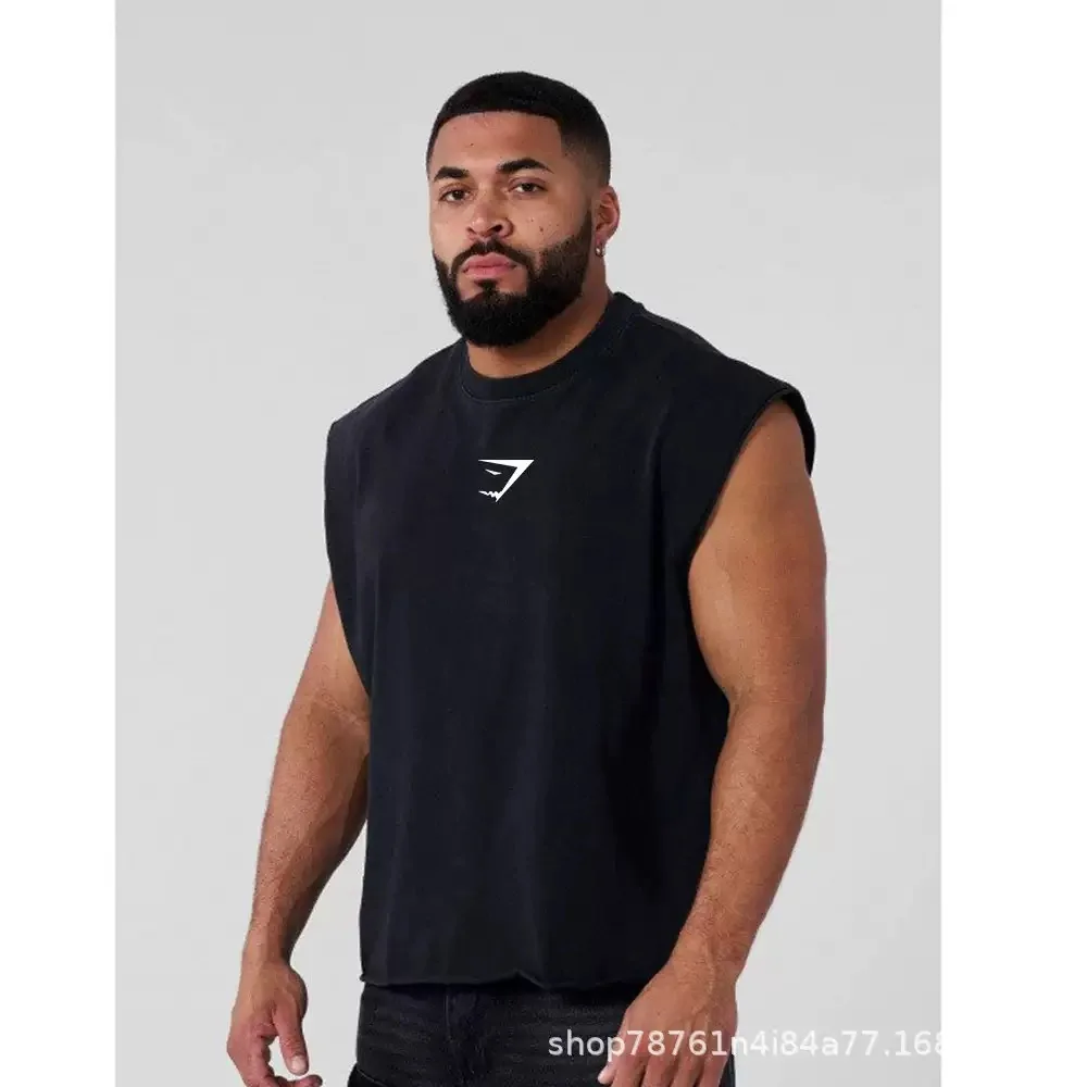 GYMSHARK Men's Tank Top Summer Jogging Sports Fitness Tank Top Fashion Leisure Sleeveless 24 Combed Cotton