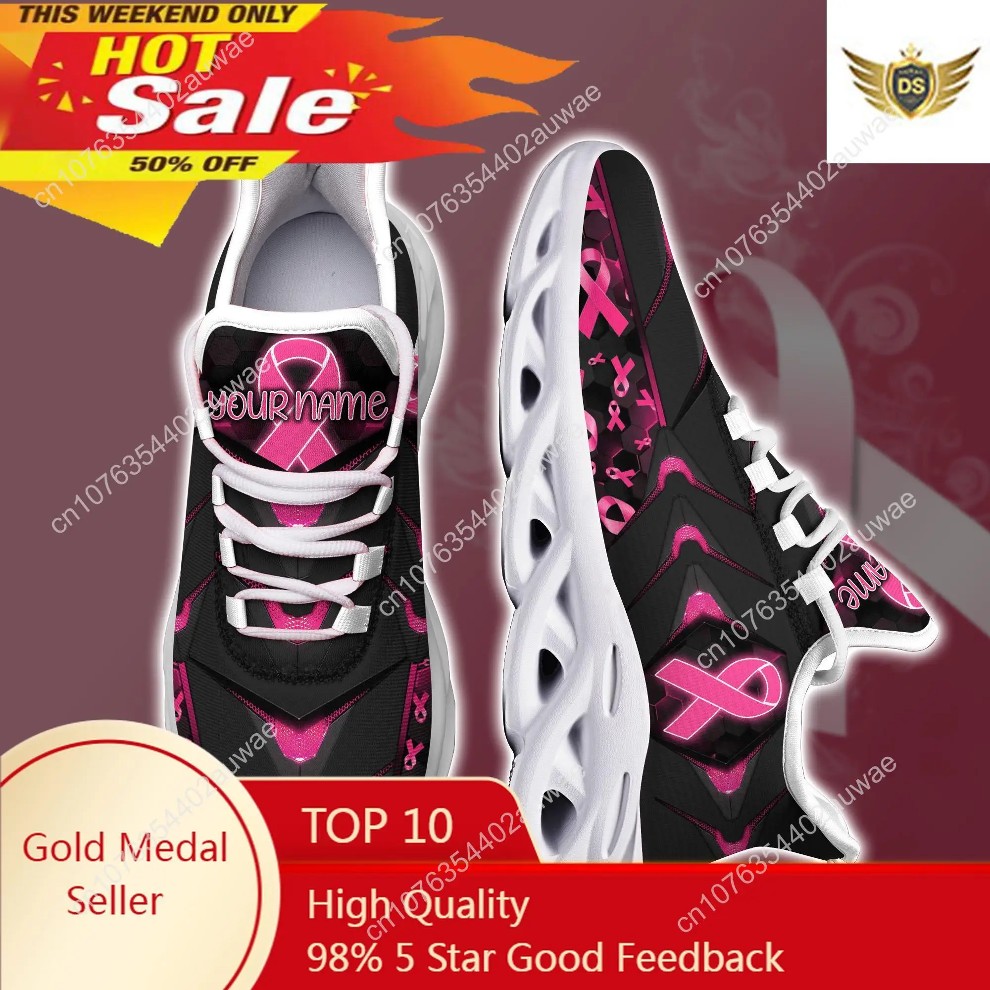 

Teen Running Shoes Breast Cancer Awareness Fall AF Mesh Sneakers Couple Brand Flats Adults Breathable Sepatu Pria